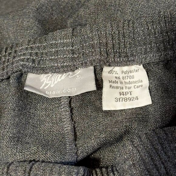 Blair Classic Polyester Charcoal Gray Pull-on Slacks Pants Elastic Grandma 14P - Picture 3 of 3